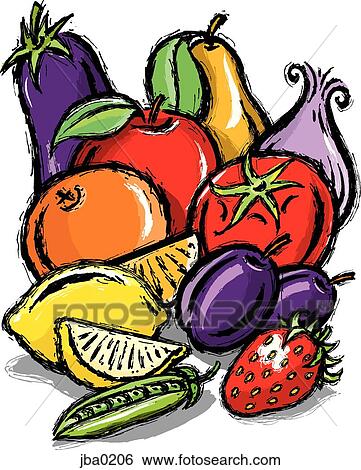 Stock Illustration - fruit and vegetable medley. Fotosearch
