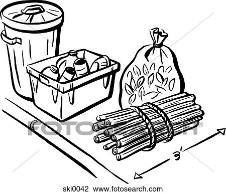 garbage day b&w View Large Illustration Drawing - garbage day b&w. Fotosearch