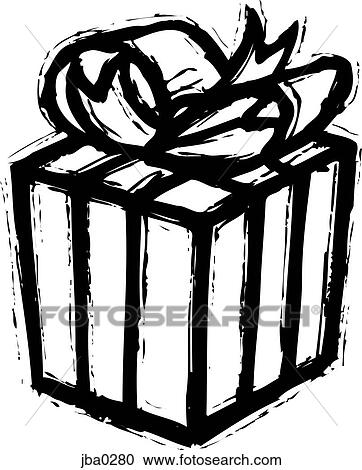 Clipart - gift b&w. Fotosearch