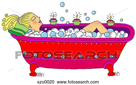 girl having a bubble bath View Large Illustration Clipart - girl having a bubble bath. Fotosearch