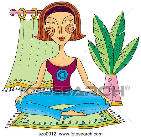 girl meditating View Large Illustration Drawing - girl meditating. Fotosearch