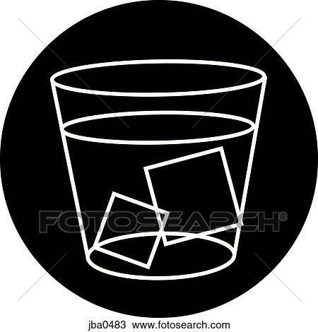 Drawing - glass with ice b&w. Fotosearch