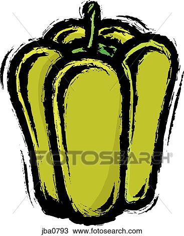 green bell pepper View Large Illustration Drawing - green bell pepper. Fotosearch
