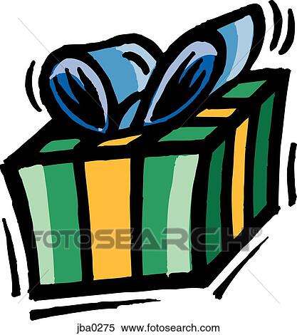 Stock Illustration - green gift with blue ribbon. Fotosearch