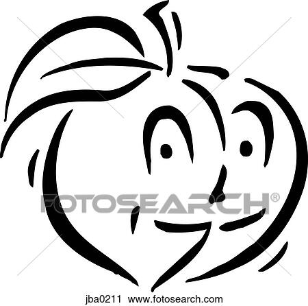 happy peach b&w View Large Illustration Clip Art - happy peach b&w. Fotosearch