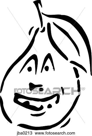 Drawing - happy pear b&w. Fotosearch