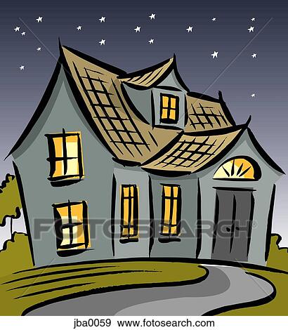 house at sunset View Large Illustration Stock Illustration - house at sunset. Fotosearch