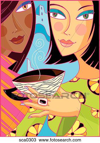 Drawing - java friends. Fotosearch