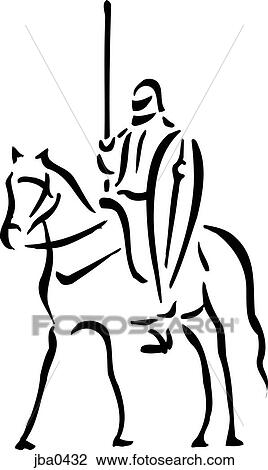 knight on a horse b&w View Large Illustration Drawing - knight on a horse b&w. Fotosearch