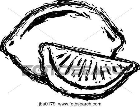 Stock Illustration - lemon and lemon slice black and white. Fotosearch