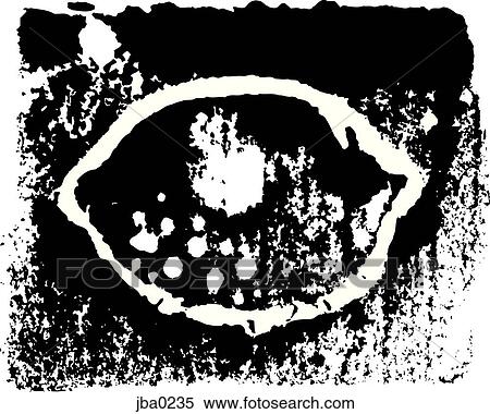 Stock Illustration - lemon on black background b&w. Fotosearch