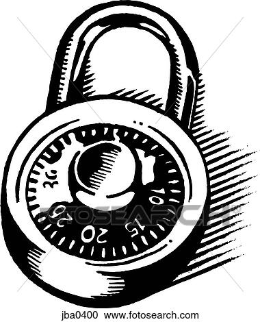 Clipart - lock b&w. Fotosearch