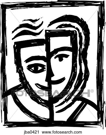 man and woman b&w View Large Illustration Clip Art - man and woman b&w. Fotosearch