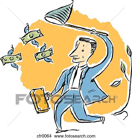 Stock Illustration - man chasing money. Fotosearch