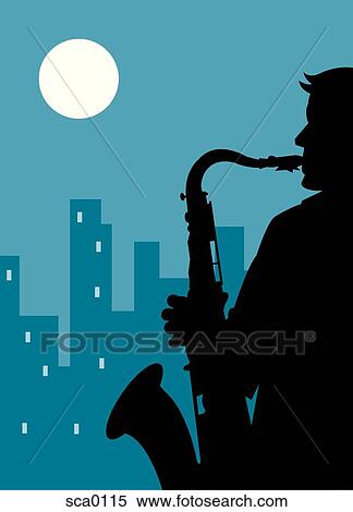 man playing saxophone View Large Illustration Stock Illustration - man playing saxophone. Fotosearch