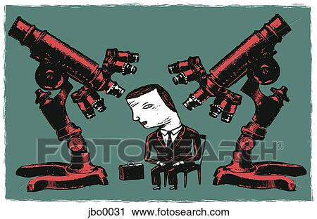 Clip Art - man under a microscope. Fotosearch