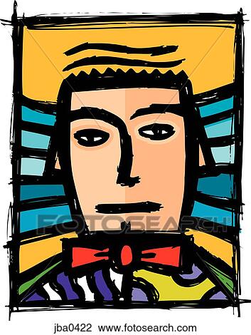 Drawing - man wearing a bow tie. Fotosearch