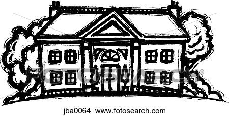 Stock Illustration - mansion b&w. Fotosearch