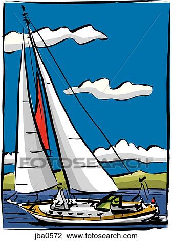 Drawing - monohull. Fotosearch