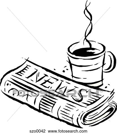 morning paper and coffee View Large Illustration Drawing - morning paper and coffee. Fotosearch