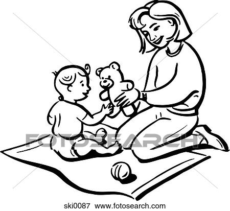 mother and child b&w View Large Illustration Stock Illustration - mother and child b&w. Fotosearch