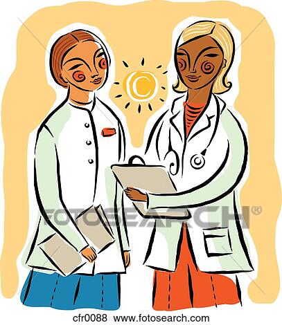 Stock Illustration - nurses chatting. Fotosearch