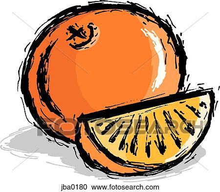 Clipart - orange and orange slice. Fotosearch