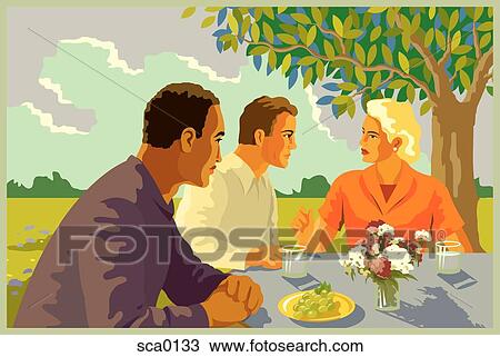 outdoor luncheon meeting View Large Illustration Drawing - outdoor luncheon meeting. Fotosearch