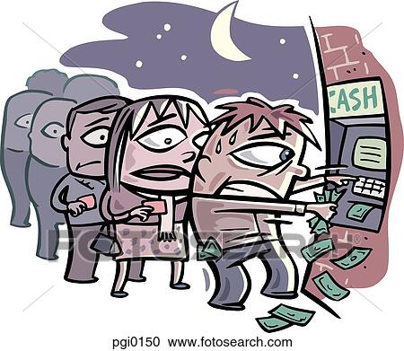 Clipart - overflowing bank machine. Fotosearch