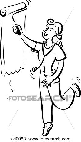 Drawing - painting nurse b&w. Fotosearch