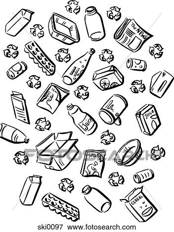 Stock Illustration - recyclables b&w. Fotosearch