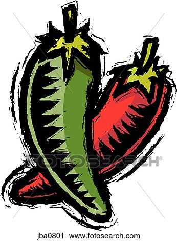 Clipart of red and green jalapeno peppers jba0801 - Search Clip Art ...