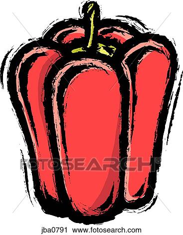 red bell pepper View Large Illustration Clip Art - red bell pepper. Fotosearch
