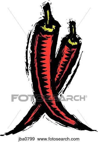 Stock Illustration - red chili peppers. Fotosearch