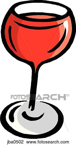 Drawing - red wine in a champagne glass. Fotosearch