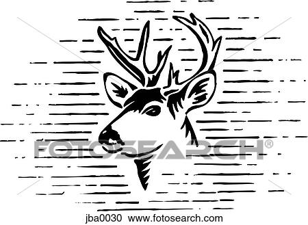 Clipart - reindeer b&w. Fotosearch