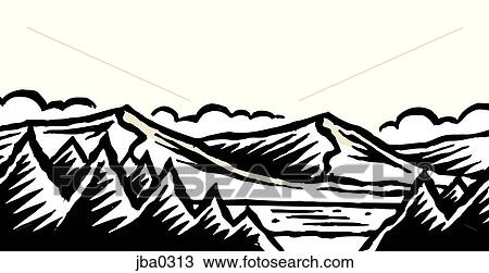 Drawing - rolling hills by the river b&w. Fotosearch