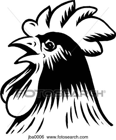 rooster b&w View Large Illustration Stock Illustration - rooster b&w. Fotosearch