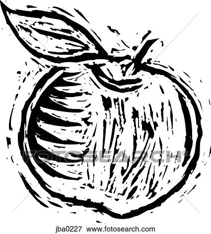 Stock Illustration - rough apple b&w. Fotosearch