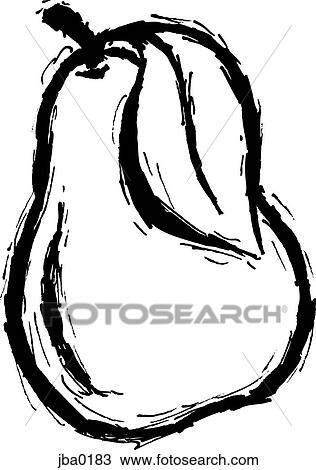 Drawing - rough pear b&w. Fotosearch
