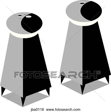 Stock Illustration - salt and pepper shakers b&w. Fotosearch