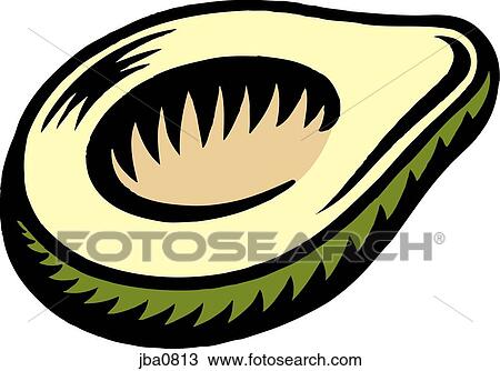 Drawing - sliced avocado. Fotosearch