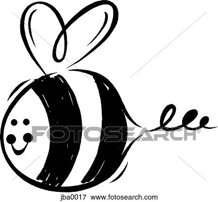 Stock Illustration - smiling bumblebee b&w. Fotosearch