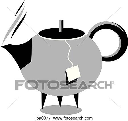 steaming teapot b&w View Large Illustration Stock Illustration - steaming teapot b&w. Fotosearch