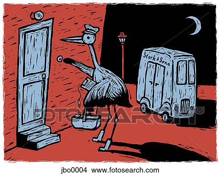 stork making a delivery View Large Illustration Stock Illustration - stork making a delivery. Fotosearch