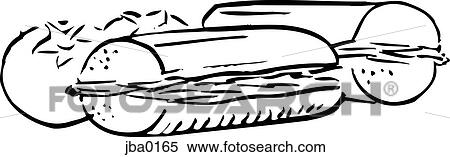 Stock Illustration - sub sandwich b&w. Fotosearch