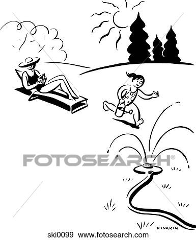 Stock Illustration - summer activities b&w. Fotosearch