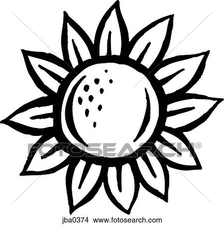 sunflower b&w View Large Illustration Stock Illustration - sunflower b&w. Fotosearch