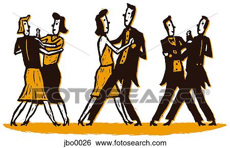 three couples slow dancing View Large Illustration Stock Illustration - three couples slow dancing. Fotosearch