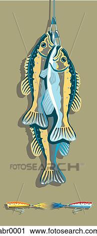 Clip Art - three fish with lures. Fotosearch